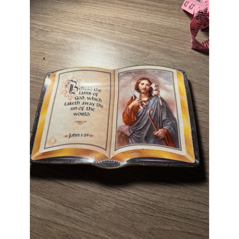 Franklin Mint Behold the Lamb of God Porcelain Book Plate Jesus John 1:29 HA2270